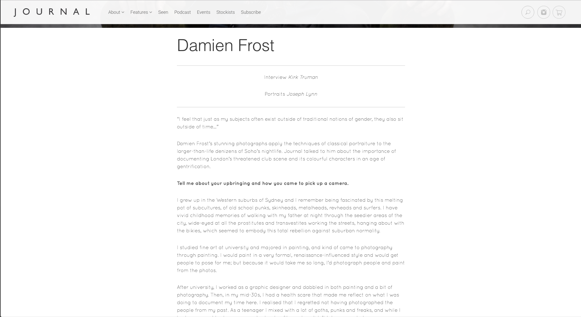 Journal London Damien Frost interview