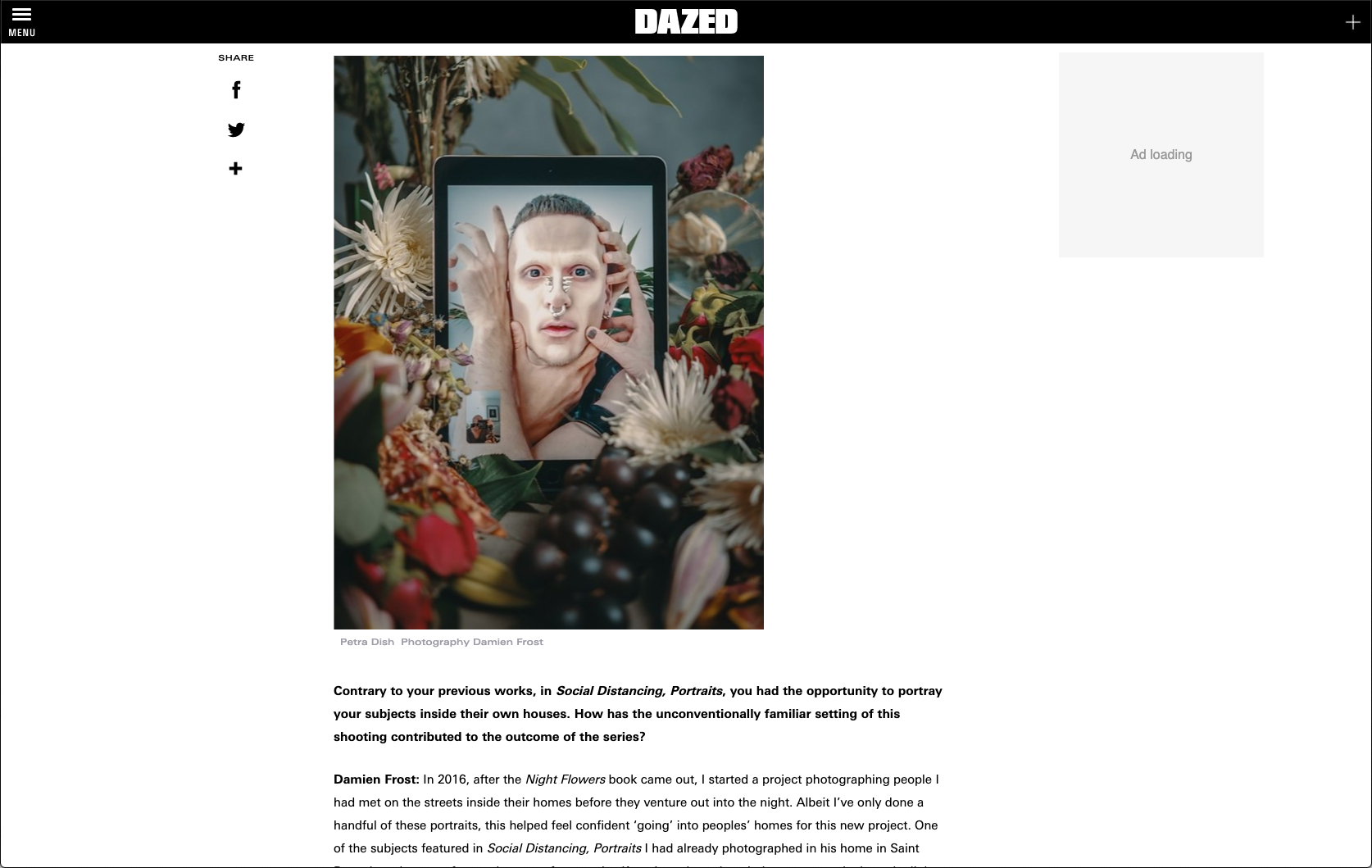 Dazed and Confused interview with Damien Frost