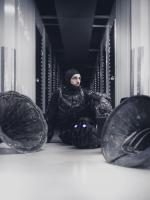 Malik Ibheis in their lock up / storage space, London 2017
