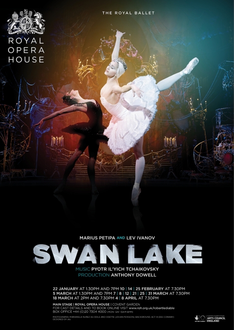 Swan Lake ballet poster design by Damien Frost