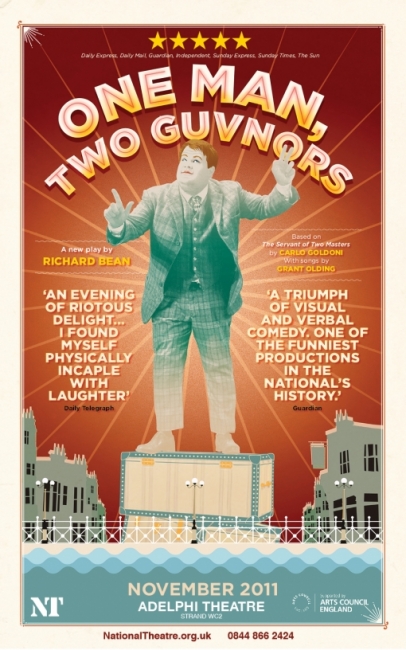 One Man Two Guvnors theatre poster draft concept design by Damien Frost