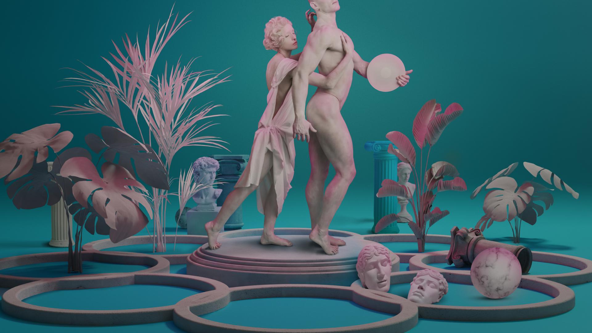 L'Olimpiad key art image for Nouvele Opera Fribourg 2023-24 Season. Art Direction and photography by Damien Frost.